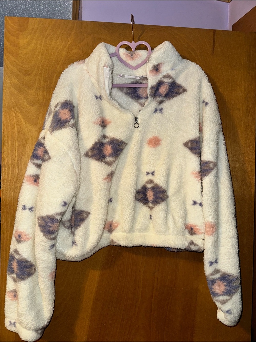 SO cropped quarter-zip sherpa fleece pullover